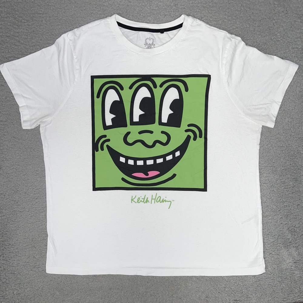 Keith Haring Foundation Three Eyed Monster T Shirt Mens Sz XL White Tee